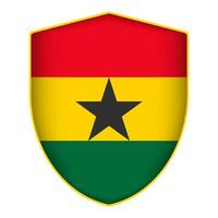 Ghana vlag in schild vorm geven aan. vector illustratie.