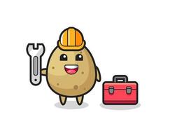 mascotte cartoon van aardappel als monteur vector