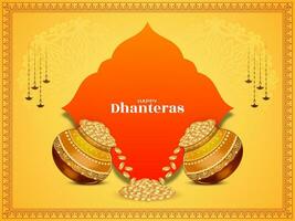 gelukkig dhanteras Indisch gunstig festival religieus groet achtergrond vector