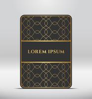 Elegant premium uiterlijk. Donkergrijze kaartvorm met gouden patroon. Vector illustratie.