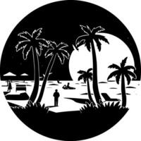strand, zwart en wit vector illustratie
