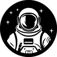 astronaut - zwart en wit geïsoleerd icoon - vector illustratie