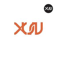 brief xun monogram logo ontwerp vector