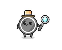 de mascotte van schattige hockeypuck als detective vector