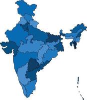 blauwe omtrek india kaart op witte achtergrond. vectorillustratie. vector