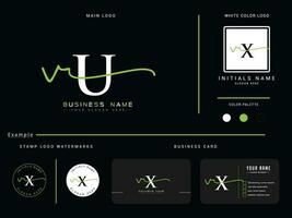 luxe vu mode logo brief, eerste vu uv handtekening cirkel kleding logo branding vector