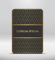 Elegant premium uiterlijk. Donkergrijze kaartvorm met gouden patroon. Vector illustratie.