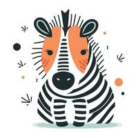 schattig zebra. hand- getrokken vector illustratie in tekenfilm stijl.