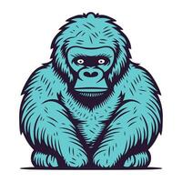 vector illustratie van een gorilla zittend en op zoek omhoog Aan geïsoleerd achtergrond.