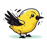 schattig weinig geel vogel tekenfilm vector illustratie. geïsoleerd Aan wit achtergrond.
