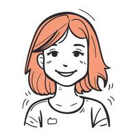 vector illustratie van een meisje met rood haar- en sproeten.