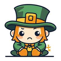 elf van Ierse folklore schattig tekenfilm st patricks dag vector