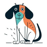 schattig tekenfilm hond met verdrietig ogen en verdrietig uitdrukking. vector illustratie.