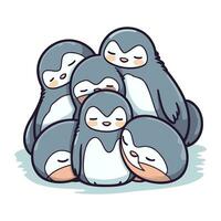 schattig tekenfilm pinguïn familie. vector illustratie van een schattig tekenfilm pinguïn familie.