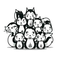 schattig tekenfilm dier vrienden. vector illustratie van een groep van katten.