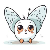 schattig vlinder tekenfilm karakter vector illustratie. schattig kawaii tekenfilm vlinder.
