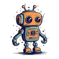 schattig tekenfilm robot. hand- getrokken vector illustratie. tekening stijl.