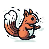 eekhoorn vector illustratie. schattig tekenfilm dier karakter. hand- getrokken stijl.