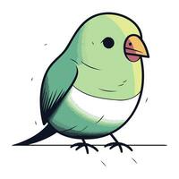 schattig groen papegaai Aan wit achtergrond. vector tekenfilm illustratie.