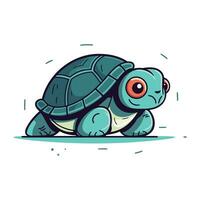 tekenfilm schildpad. vector illustratie Aan wit achtergrond. tekenfilm dier.