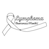een doorlopend lijn tekening van lymfoom kanker bewustzijn maand met wit achtergrond. bewustzijn lint ontwerp in gemakkelijk lineair stijl. gezondheidszorg en medisch ontwerp concept vector illustratie.