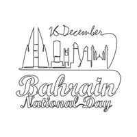 een doorlopend lijn tekening van Bahrein nationaal dag vector illustratie Aan december 16e. Bahrein nationaal dag ontwerp in gemakkelijk lineair stijl. geschikt voor groet kaart, poster en banier