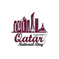 een doorlopend lijn tekening van qatar nationaal dag vector illustratie Aan december 18e. qatar nationaal dag ontwerp in gemakkelijk lineair stijl illustratie. geschikt voor groet kaart, poster en spandoek.