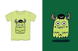 kinderen kleding ontwerp, schattig licht groen tekening kunst monster karakter vector