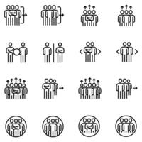 mensen pictogrammen lijn werk groep team vector reeks , persoon , partner, arbeider werknemer mensen team beheer