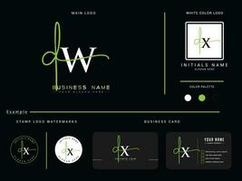 eerste handtekening dw logo brief vector met branding