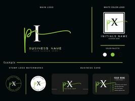elegant pi handtekening kleding logo, modern luxe pi logo brief met branding vector
