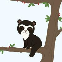 schattig vector tekenfilm karakter bril beer zittend Aan boom