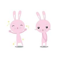 konijn roze perfect en verlegen vector