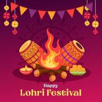 januari gelukkig lohri. Indië traditioneel viering dag illustratie vector achtergrond. vector eps 10