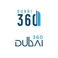 Dubai 360 belettering logo ontwerp creatief concept idee vector