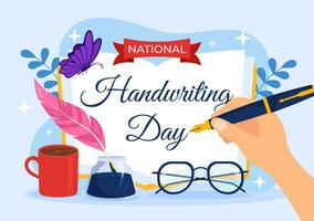 nationaal handschrift dag vector illustratie Aan 23 januari met inkt, pen en papier voor schrijven in vlak tekenfilm hand- getrokken achtergrond ontwerp