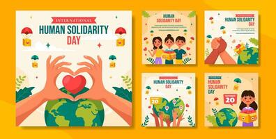menselijk solidariteit dag sociaal media post vlak tekenfilm hand- getrokken Sjablonen achtergrond illustratie vector