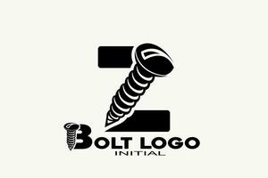 initialen brief z met bout creatief meetkundig modern logo ontwerp. vector