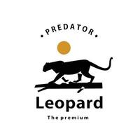 wijnoogst retro hipster luipaard logo vector schets silhouet kunst icoon