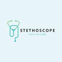 stethoscoop logo, gemakkelijk lijn model- Gezondheid zorg logo ontwerp voor bedrijf merken, illustratie sjabloon vector