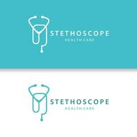 stethoscoop logo, gemakkelijk lijn model- Gezondheid zorg logo ontwerp voor bedrijf merken, illustratie sjabloon vector