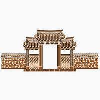 bewerkbare vlak monochroom stijl vector illustratie van traditioneel Koreaans Hanok poort gebouw voor artwork element van oosters geschiedenis en cultuur verwant ontwerp