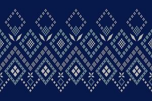 indigo marine blauw meetkundig traditioneel etnisch patroon ikat naadloos patroon grens abstract ontwerp voor kleding stof afdrukken kleding jurk tapijt gordijnen en sarong aztec Afrikaanse Indisch Indonesisch vector