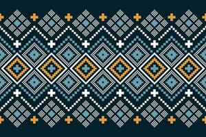 indigo marine blauw meetkundig traditioneel etnisch patroon ikat naadloos patroon grens abstract ontwerp voor kleding stof afdrukken kleding jurk tapijt gordijnen en sarong aztec Afrikaanse Indisch Indonesisch vector