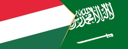 Hongarije en saudi Arabië vlaggen, twee vector vlaggen.