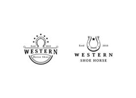 schoen paard hoefijzer voor land western cowboy boerderij logo ontwerp inspiratie vector