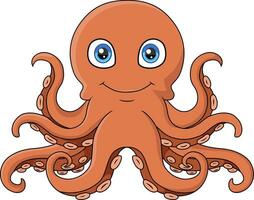 schattige octopus cartoon op witte achtergrond vector