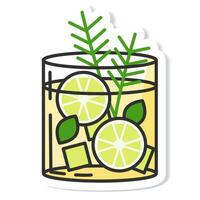 sticker glas van gin en tonic geïsoleerd vector illustratie, minimaal ontwerp.gin en tonic icoon Aan een wit achtergrond. vector illustratie