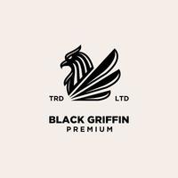 premium zwarte griffioen mythisch wezen vector ontwerp logo