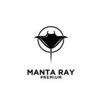 premium manta ray vector zwart logo-ontwerp